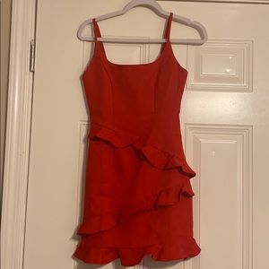 Red ruffle mini dress